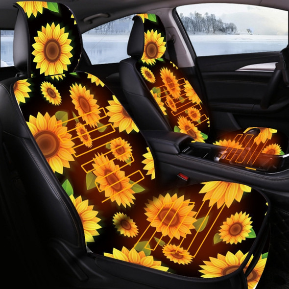Car Seat Cover Car Cushion Car Seat Sunflower Printing, Product specifications: Heating(Green Leaves on Black)
