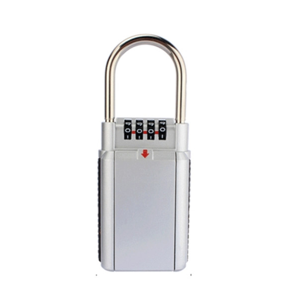 Installation-Free Combination Lock Key Box Metal Four Digits With Lock Hook Hanging Key Combination Box(Silver)