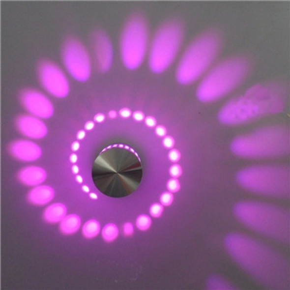 3W Modern Interior Creative Spiral Round Wall Lamp for Club, KTV, Corridor, Aisle, Background Wall Decoration Lamp Recessed In(Purple Light)