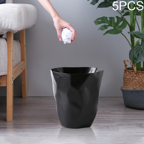 5 PCS Creative Foldable Household Lidless Plastic Trash Can, Size:S(Black)