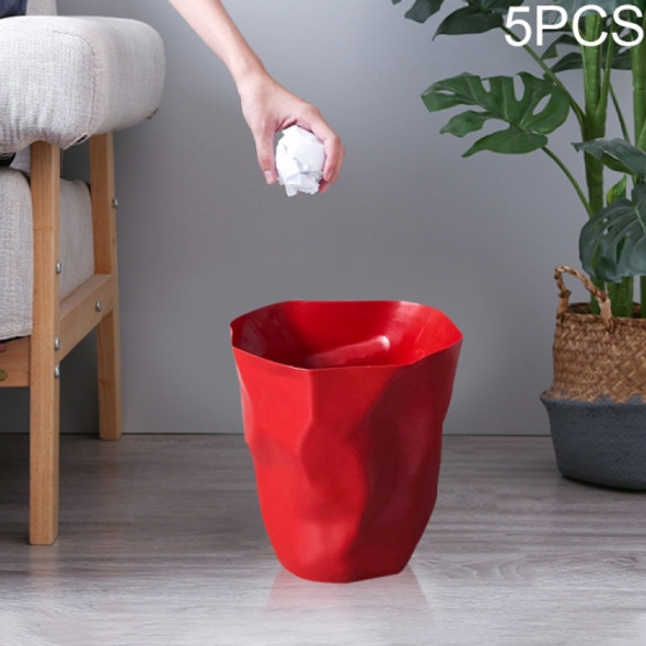 5 PCS Creative Foldable Household Lidless Plastic Trash Can, Size:S(Red)