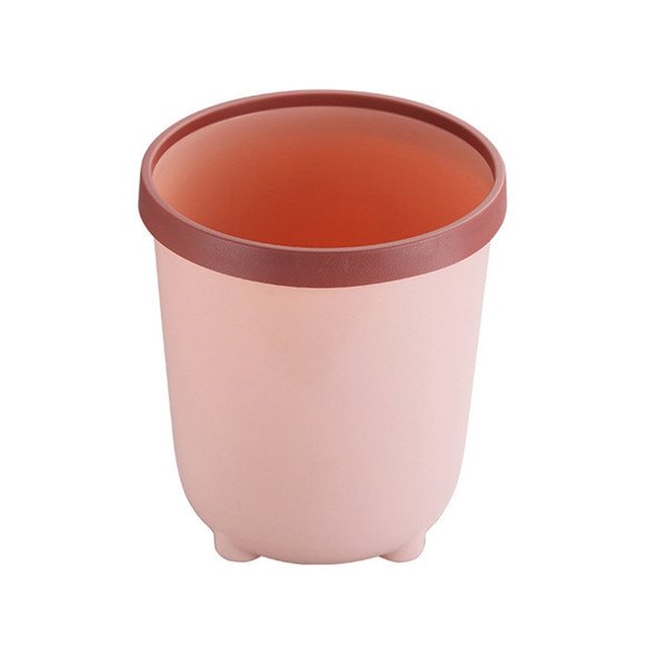 10 PCS Household Living Room Cute Girl Press-ring Trash Can Bedroom Bathroom Toilet Paper Basket, Size:S 22.5x25cm(Pink)