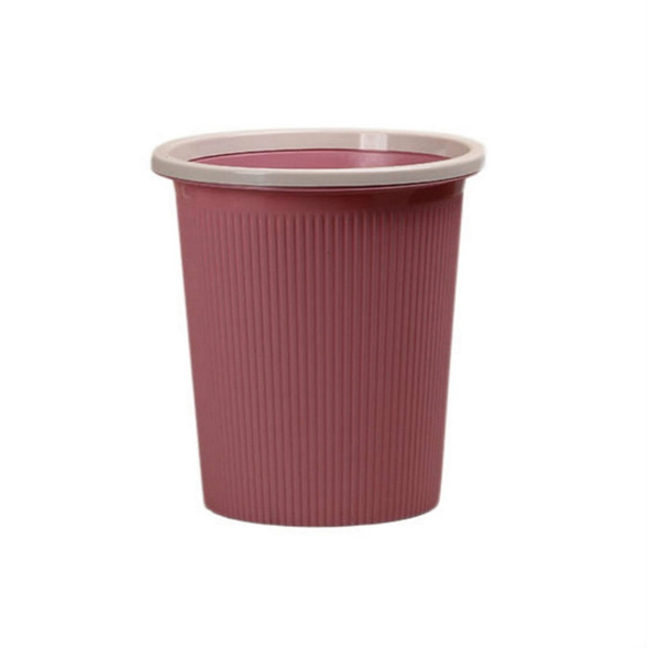 10 PCS Household Kitchen Bathroom Plastic Trash Can without Cover Lip, Size:S 23.5x25.5x17cm(Pink)
