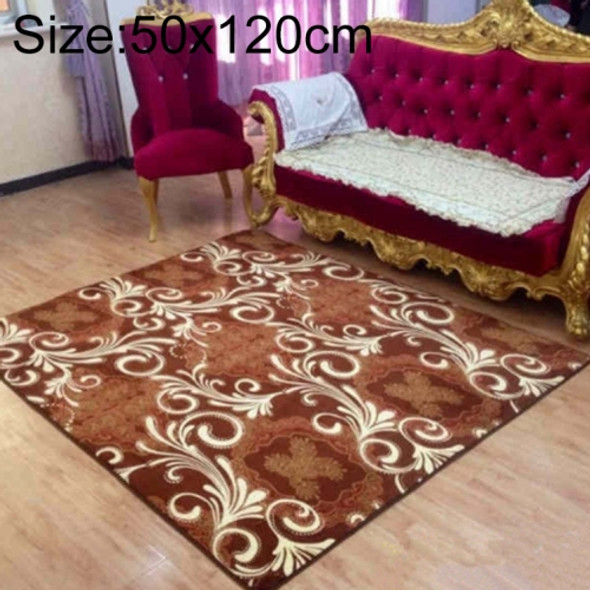 Thick Modern Household Non-slip Absorbent Floor Mats for Kitchen and Bathroom, Size:50 x 120cm(Brown Flower)