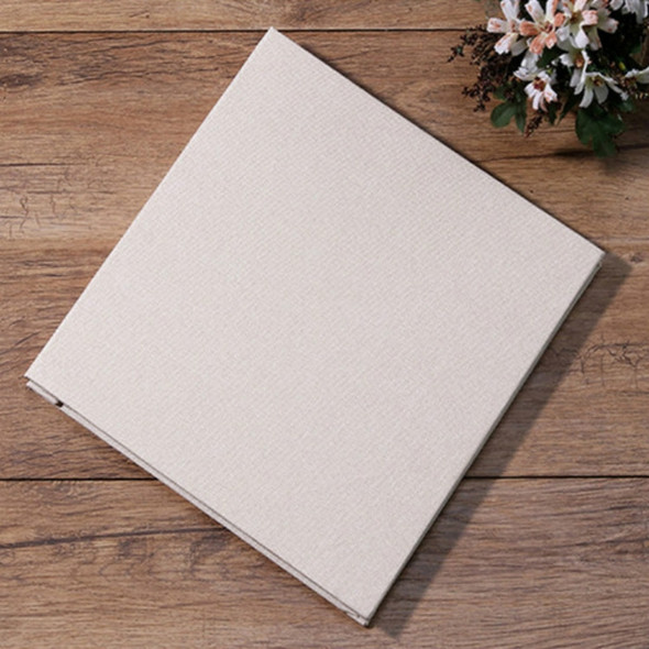 Simple Linen Self-adhesive Film Album Retro Family Large Capacity Handmade Creative Gifts(Beige White Page)