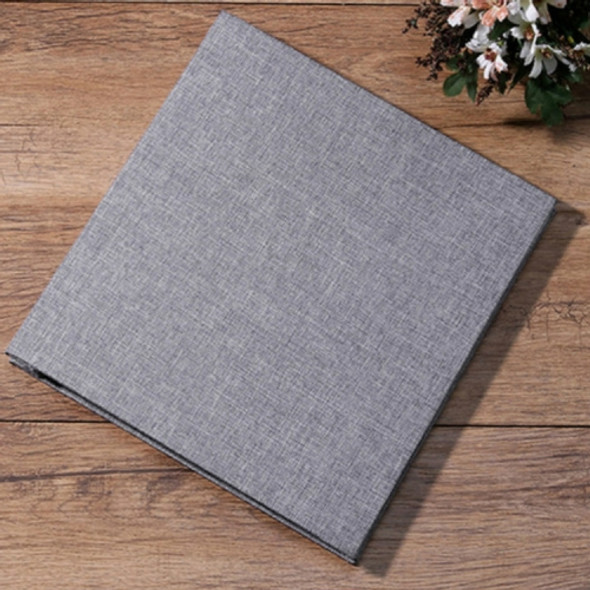 Simple Linen Self-adhesive Film Album Retro Family Large Capacity Handmade Creative Gifts(Gray Black Page)