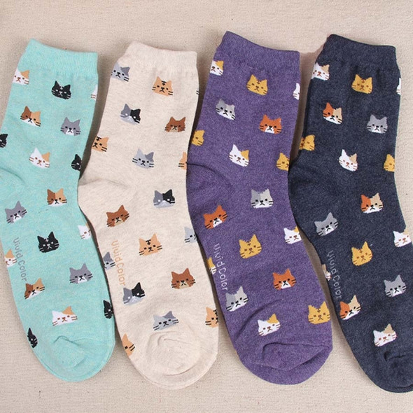 10 Pairs  Animal Cartoon Cat Lovely for Women Cotton Socks(4)