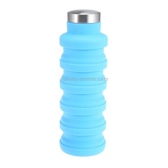 Portable Silicone Water Bottle Retractable Folding Coffee Bottle Outdoor Travel Drinking Sport Drink Kettle,Capacity:500ml(Blue)