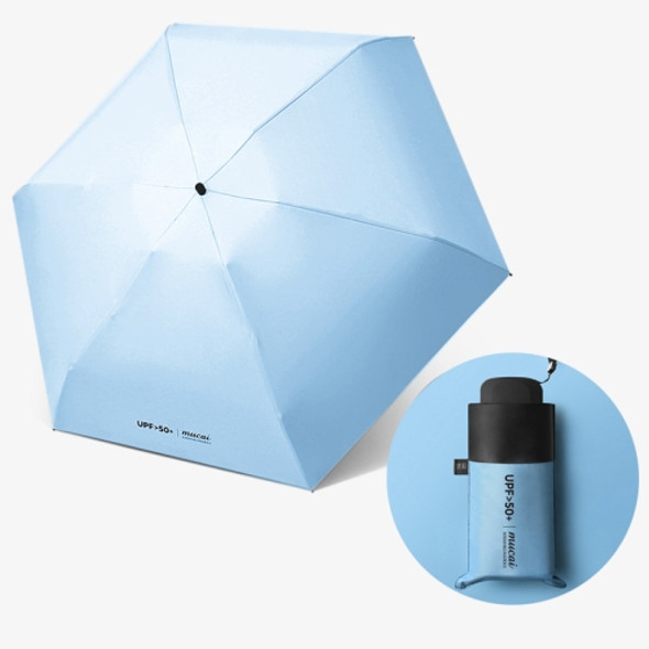 Mini Portable Umbrella Rain Women Windproof Durable 5 Folding Sun Umbrellas(Blue)