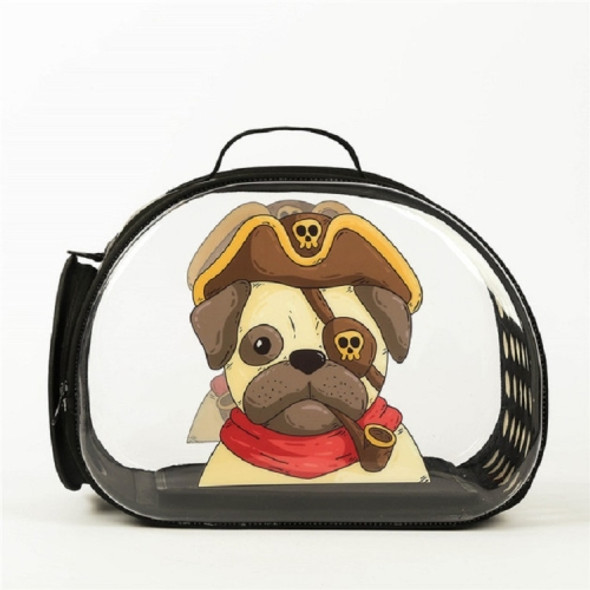 Transparent 3D Pattern Pet Bag Out Portable Pet Backpack, Size:42×28×32cm, Color:Gray Pirate Dog