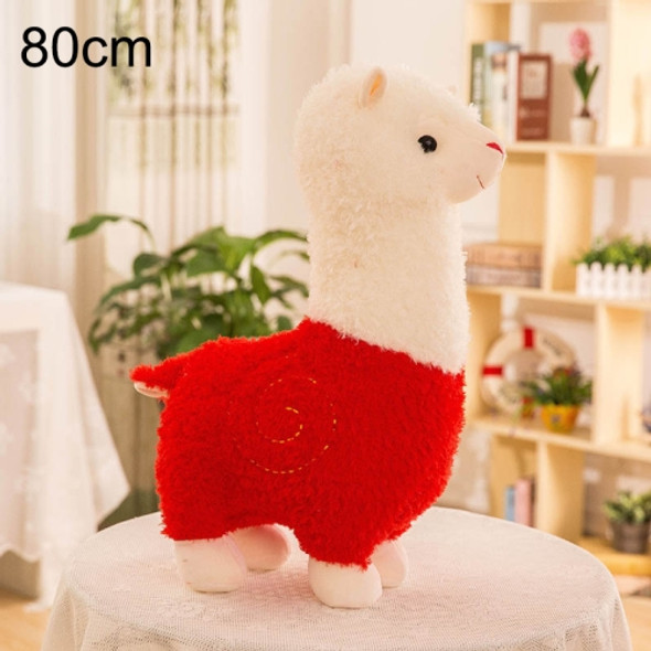 80cm Grass Mud Horse Alpaca Doll Pillow Doll Plush Toy(Red)