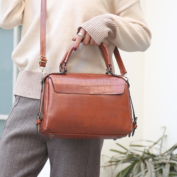 Casual PU Leather Shoulder Bag Ladies Handbag Messenger Bag (Brown)