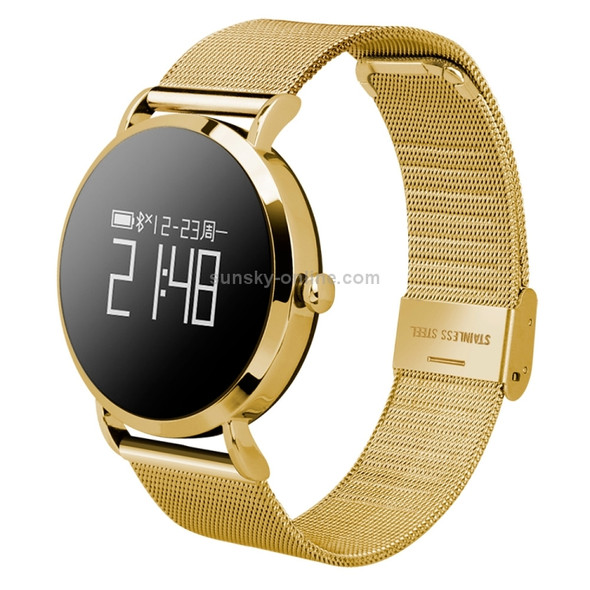 CV08 0.95 inch OLED Screen Display Steel Band Bluetooth Smart Bracelet, IP67 Waterproof, Support Pedometer / Blood Pressure Monitor / Heart Rate Monitor / Sedentary Reminder, Compatible with Android and iOS Phones(Gold)