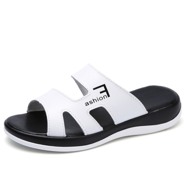 Comfortable Soft Flat Bottom Non-slip Beach Sandals Slippers for Women (Color:White Size:35)