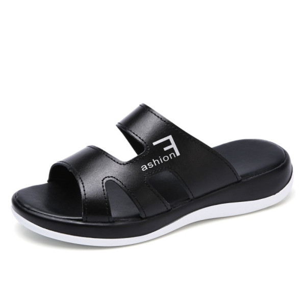 Comfortable Soft Flat Bottom Non-slip Beach Sandals Slippers for Women (Color:Black Size:40)