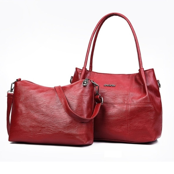 2 in 1 Casual PU Shoulder Bag Ladies Handbag Messenger Bag (Red)