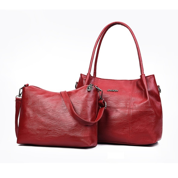 2 in 1 Casual PU Shoulder Bag Ladies Handbag Messenger Bag (Red)