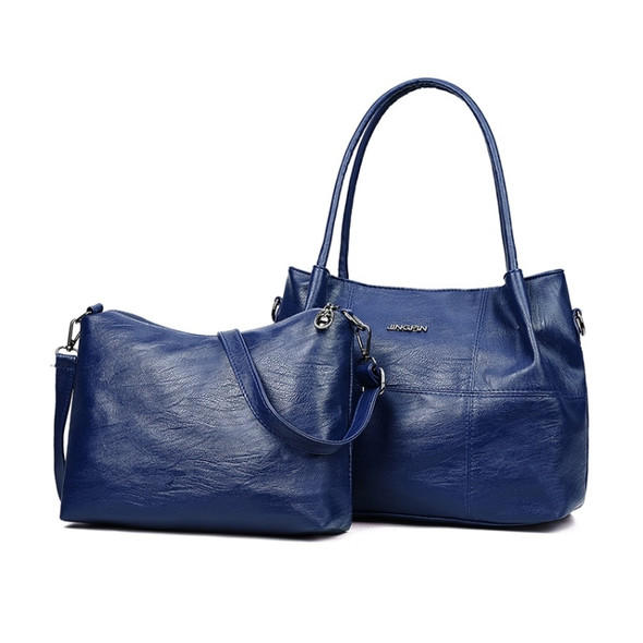 2 in 1 Casual PU Shoulder Bag Ladies Handbag Messenger Bag (Blue)