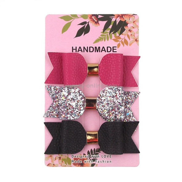 5 PCS Hairpin Baby Combo Set Bright Pink Bow Card(13)