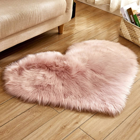 Love Heart Rugs Artificial Wool Sheepskin Hairy Carpet Faux Floor Mat Fur Plain Fluffy Soft Area Rug Tapetes, Size:50*60cm(Pink)