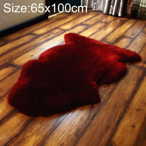 Wool Sofa Cushion Fur Full Whole Sheepskin Carpet Window Decoration Mat, Size:65x100cm(Red Wine)