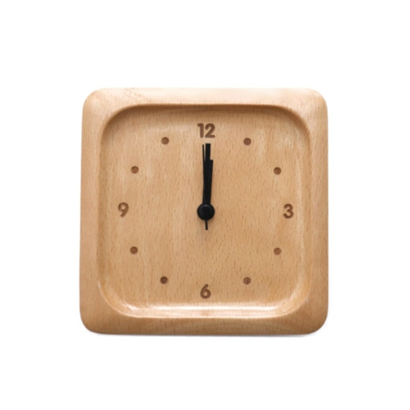 Simple Home Study Solid Wood Decorative Bedside Beech Alarm Clock(Square Figures)