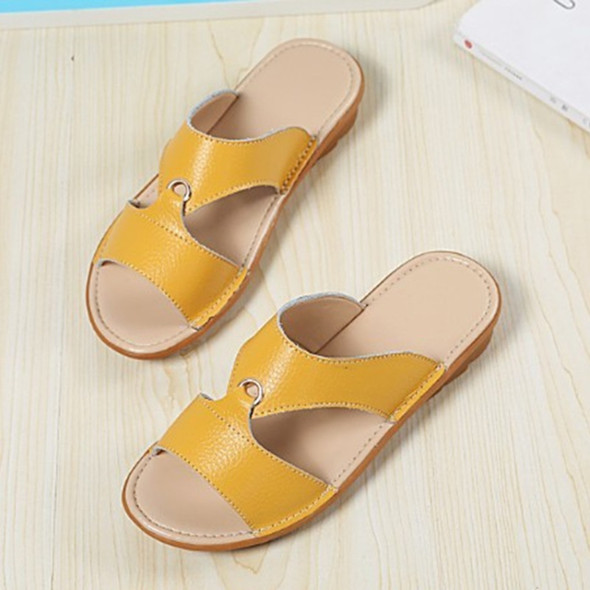 Flat Casual Fashion Wild Sandals for Women (Color:Yellow Size:40)