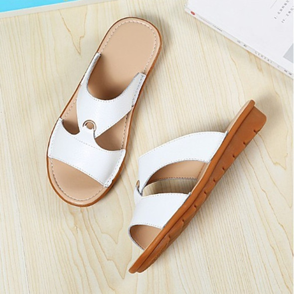 Flat Casual Fashion Wild Sandals for Women (Color:White Size:37)