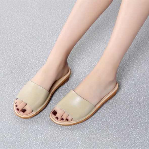 Simple and Stylish Wild Slippers Sandals for Women (Color:Beige Size:39)