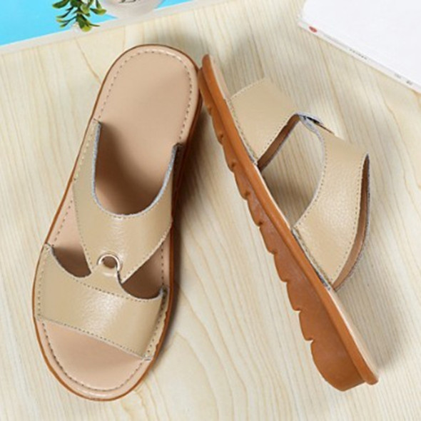 Flat Casual Fashion Wild Sandals for Women (Color:Beige Size:37)