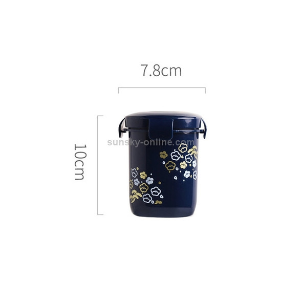 Sakura Pattern Portable Sealed Breakfast Porridge Soup Cup Soup Pot(Blue)