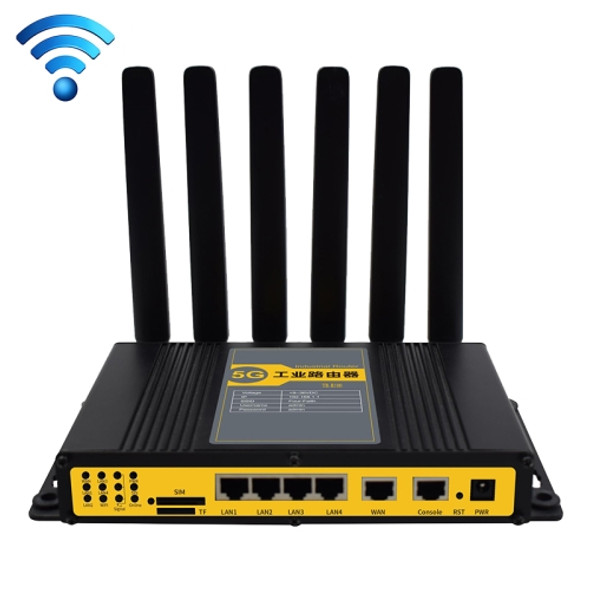 TR-R100 1000Mbps 5G Industrial Router Wireless Data Transmission Equipment with 6 Antennas, CN Plug (Black)