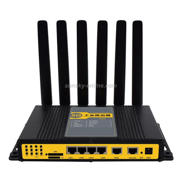 TR-R100 1000Mbps 5G Industrial Router Wireless Data Transmission Equipment with 6 Antennas, CN Plug (Black)