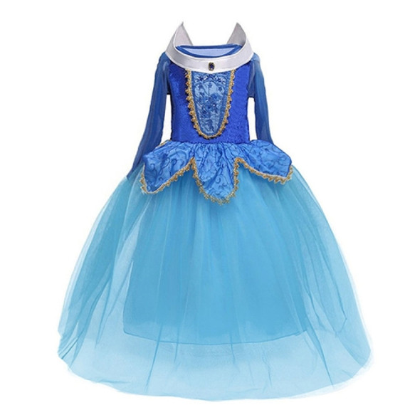 Girls Dress Halloween Cosplay Sleeping Beauty Princess Dresses Christmas Costume Party Children Kids Clothing, Size:140cm(Blue)
