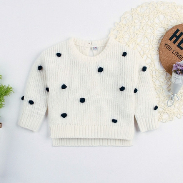 Autumn and Winter Girls Round Woolen Ball Sweater Long Sleeve Pullover Tops, Height:100cm(White)