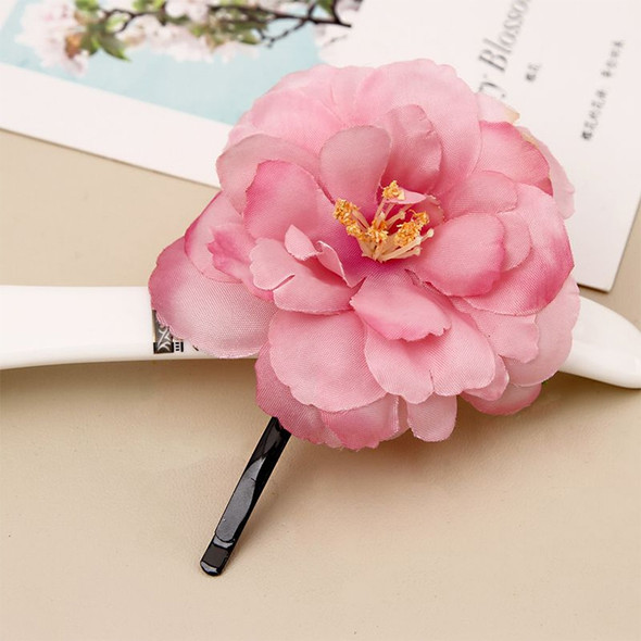 20 PCS Photo Headwear Simulation Small Peony Flower Hairpin Word Clip Beach Vacation Hair Accessories(Bean Paste)