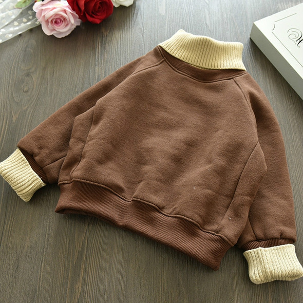 Autumn and Winter Wool High Collar Sweater Thread Fleece Thickening Sweatshirt Children Clothing, Size:13 Yards(Brown)