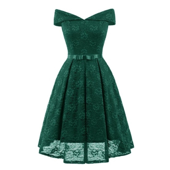 Sexy Short Evening Dress Lace A-line Party Formal Dress Graduation Dresses with sash, Size:XXL(Green)