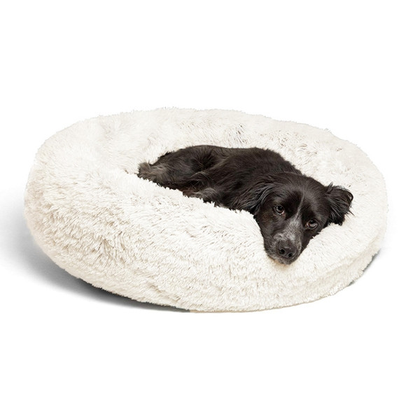 Autumn and Winter Plush Round Pet Nest Warm Pad Small kennel, Size:60cm(White)