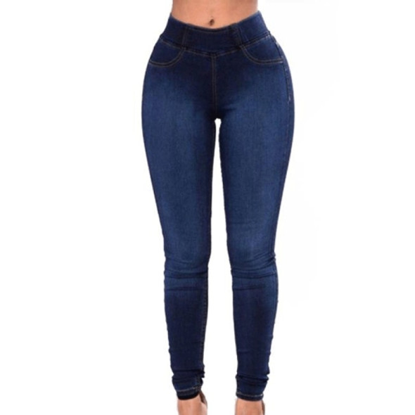 Elastic Waist Casual Jeans (Color:Dark Blue Size:XXXL)