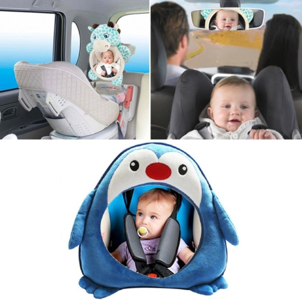 Cartoon Adjustable Safety Seat Car Back Interior Mirror Headrest Rear Facing Mirrors Monitor(Penguin)