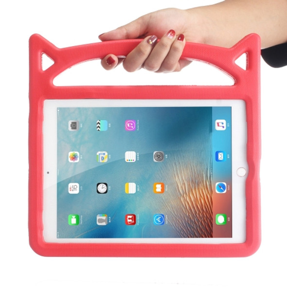 For iPad 9.7 (2018) & iPad 9.7 (2017) & iPad Air & iPad Air 2 Universal Cat Ear Shaped EVA Bumper Protective Case with Handle & Holder(Red)