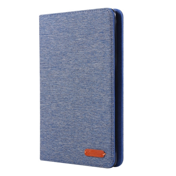 For iPad Mini 4 / 3 / 2 / 1 Cloth Teature Horizontal Flip PU Leather Case with with Holder & Card Slots(Deep Blue)