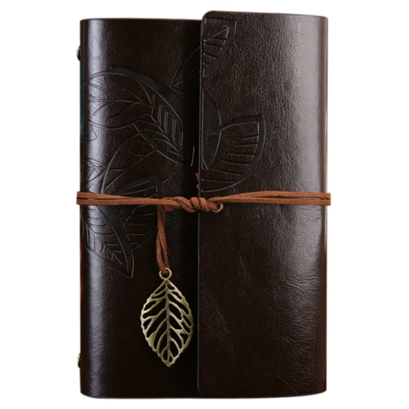 Creative Retro Autumn Leaves Pattern Loose-leaf Travel Diary Notebook, Size: M (Coffee)
