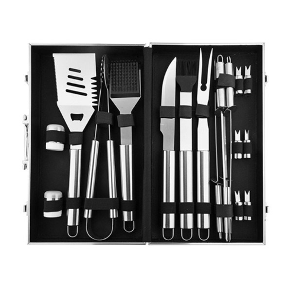 18 in 1 Barbecue Combination Tool Set Aluminum Box Stainless Steel Grill Set