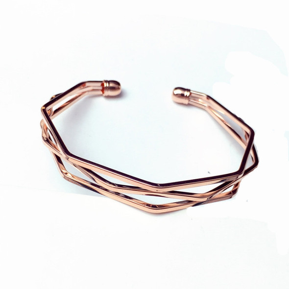 Vintage Brief Open Charms Multi-layer Cuff Bracelet Bangles(Rose Gold)