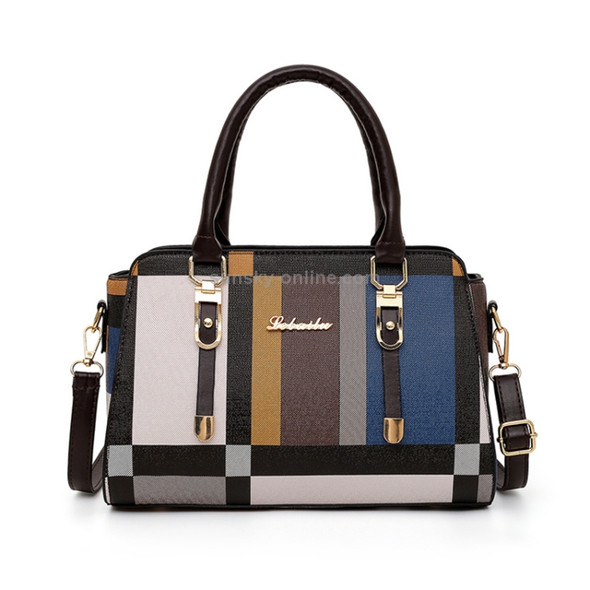 3 In 1 Fashion Color Matching Stripe Handbag Shoulder Bag (Blue)