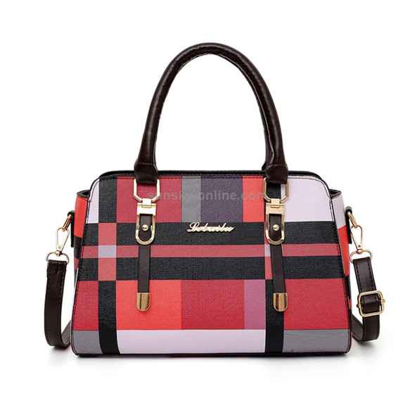 3 In 1 Fashion Color Matching Stripe Handbag Shoulder Bag (Red)