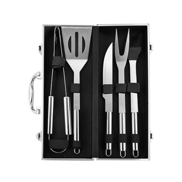 5 in 1 A Barbecue Combination Tool Set Aluminum Box Stainless Steel Grill Set