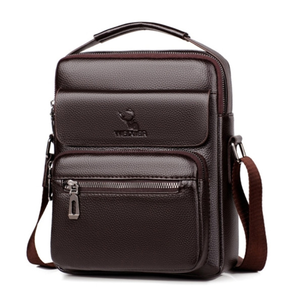 WEIXIER 8681 Litchi Texture PU Leather Men Business Handbag Crossbody Bag (Brown)